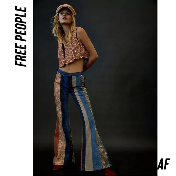 FREE PEOPLE SERENA FLARE LOW RISE JEANS NWT 31 & 32 left - Picture 3 of 14
